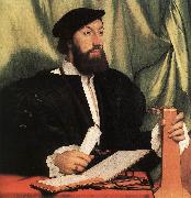 HOLBEIN, Hans the Younger Unknown Gentleman with Music Books and Lute sf oil